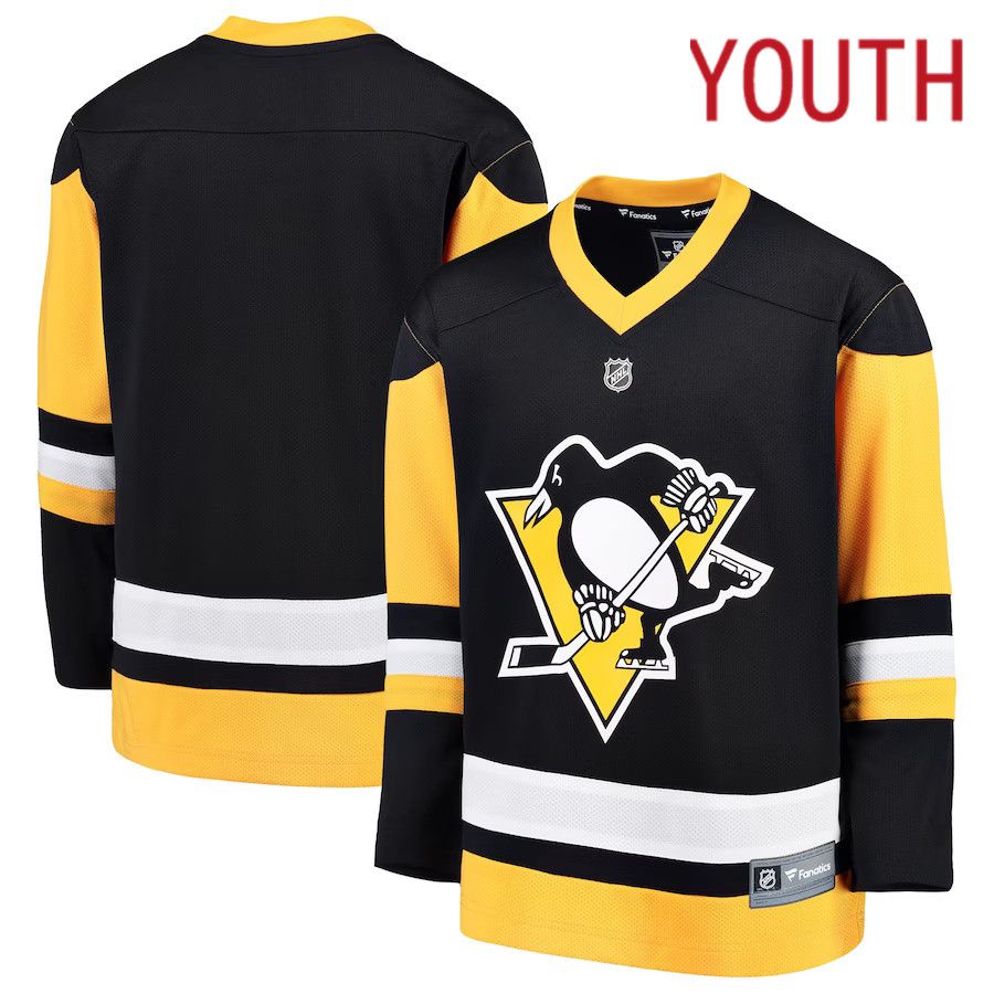 Youth Pittsburgh Penguins Fanatics Branded Black Home Replica Blank NHL Jersey
